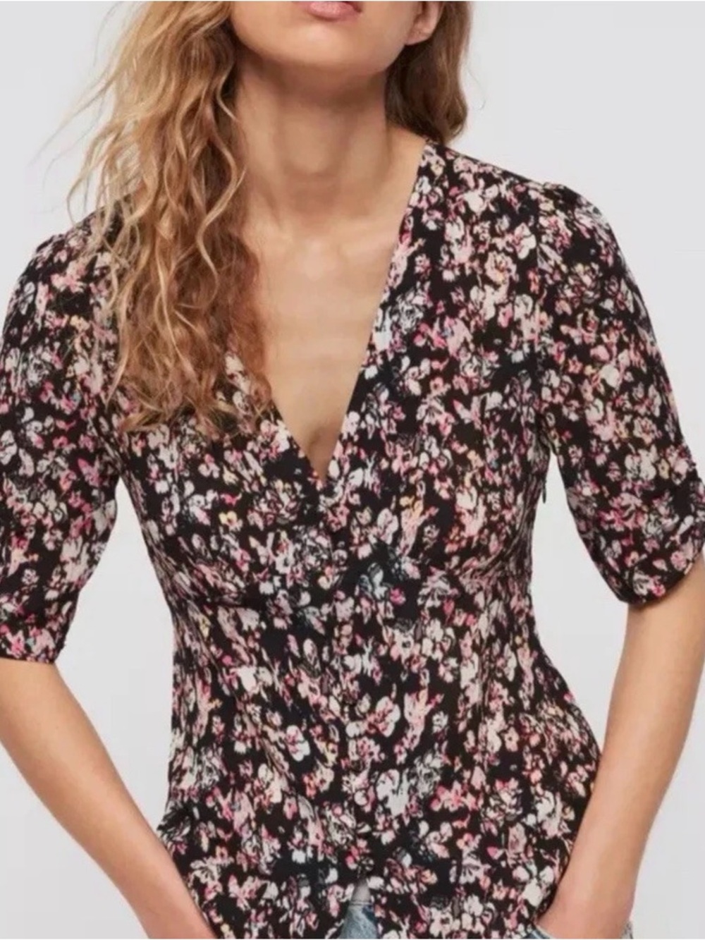 AllSaints Kota Freefall Floral Blouse Small
